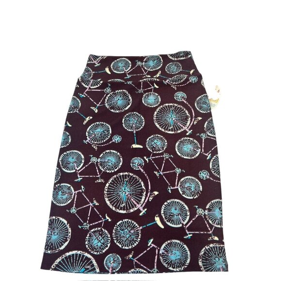 LuLaRoe Cassie Women's Bicycle Print Skirt - Picture 2 of 5
